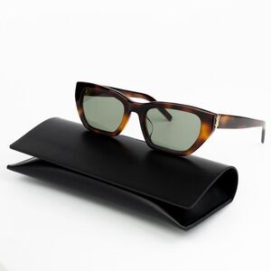NEW Saint Laurent SLM127/F 003 Shiny Havana Green Cat Eye Women Sunglasses